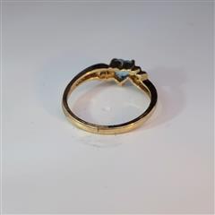 Synthetic Aquamarine Lady's Stone Ring 10K Yellow Gold 1.9g Size:6.75